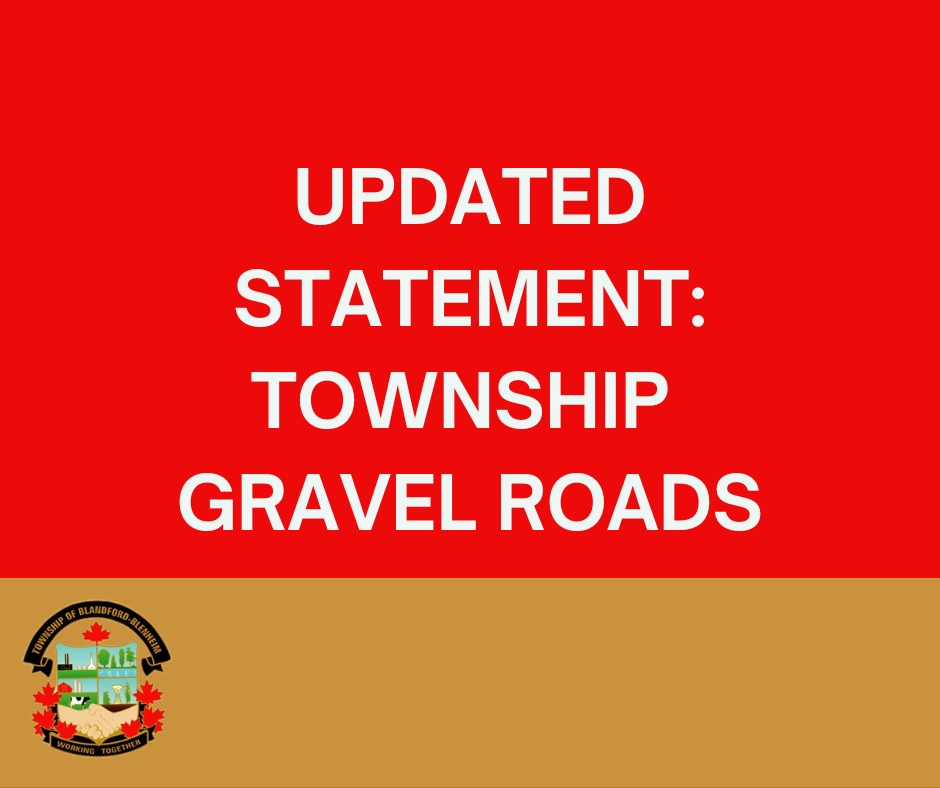 Updated Statement on Township Gravel Roads